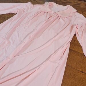 Vintage Shadowline Nightgown Pink Nylon Robe Lace Trim Pocket Womens Size Medium